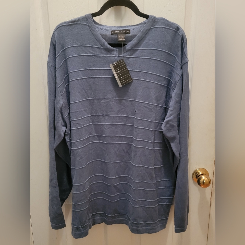 NWT Geoffrey Beene Newport Blue V-Neck Pullover Sweater - Mens Size XXL